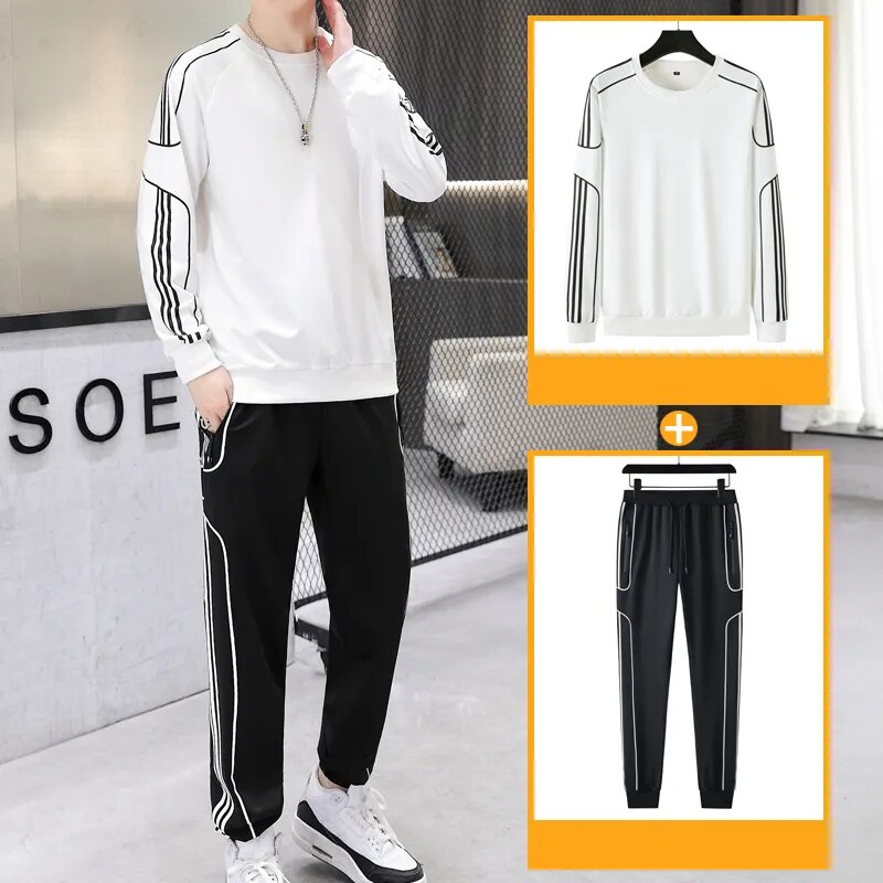 Tracksuit Set Plus Size Sweatshirt 2 Piece Men Tops Jogging Sweat Suit Pants Sports