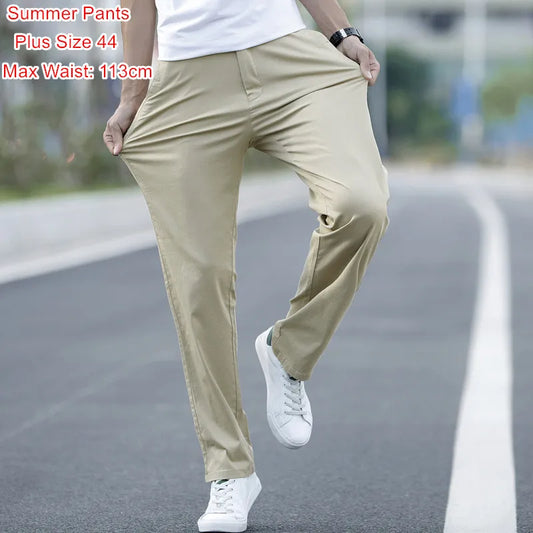 Pants Summer Men Thin Fitness Fashions Trousers Plus Size 40 42 44 Male Slim Straight Outwear