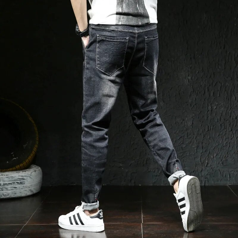 Jeans Men Big Size Male Denim Blue Pants Hip Hop Slim Fit