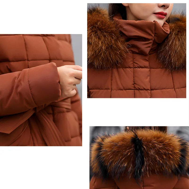 long Parkas style fashion quilted jacket women winter Thicken Warm Long Coat Clothing