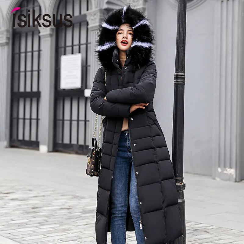 long Parkas style fashion quilted jacket women winter Thicken Warm Long Coat Clothing