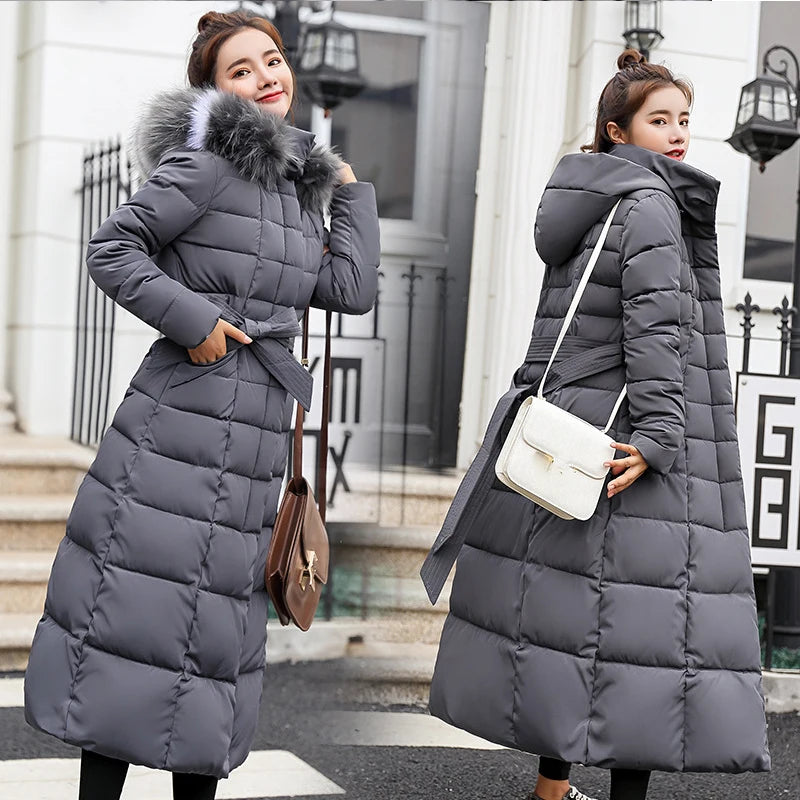 long Parkas style fashion quilted jacket women winter Thicken Warm Long Coat Clothing