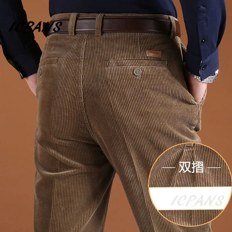 Corduroy Men Trousers Straight Thick Warm Autumn Winter Mens Pants Plus Size 40 42 44 46