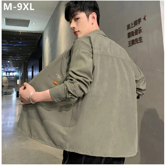 Shirts For Men Long Sleeve Thick Oversize Plus Size Fashion Loose Fit Outwear