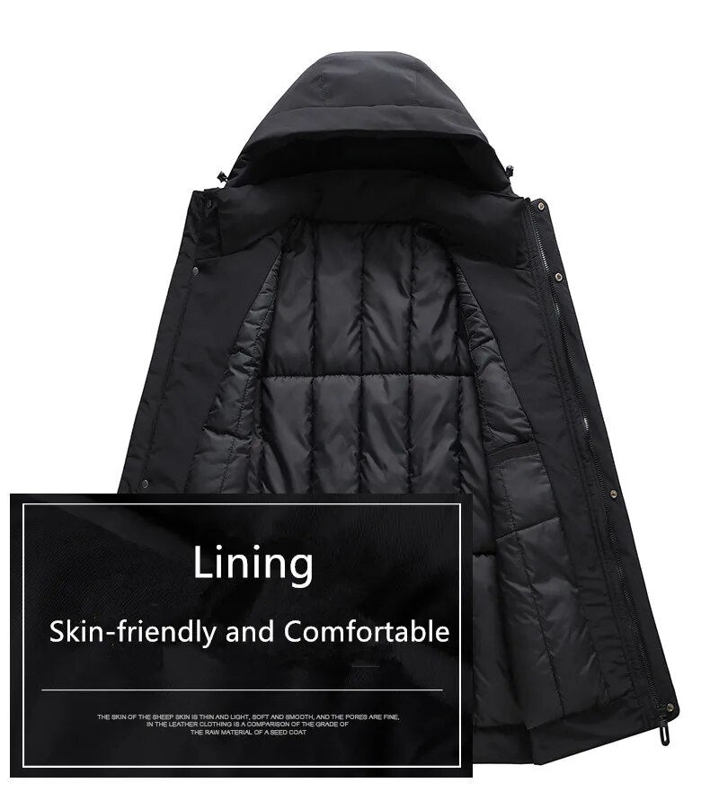 Winter Parka Men Jacket Plus Size Thick Warm Male Black Coat Cargo Loose Hooded Oversized