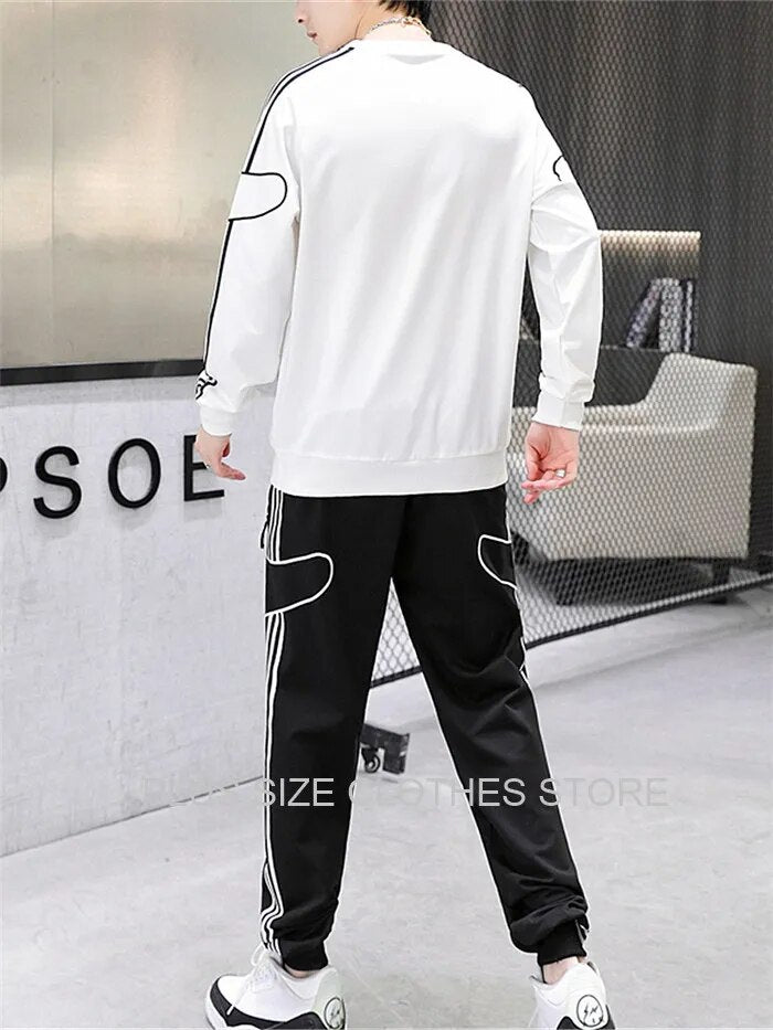 Tracksuit Set Plus Size Sweatshirt 2 Piece Men Tops Jogging Sweat Suit Pants Sports