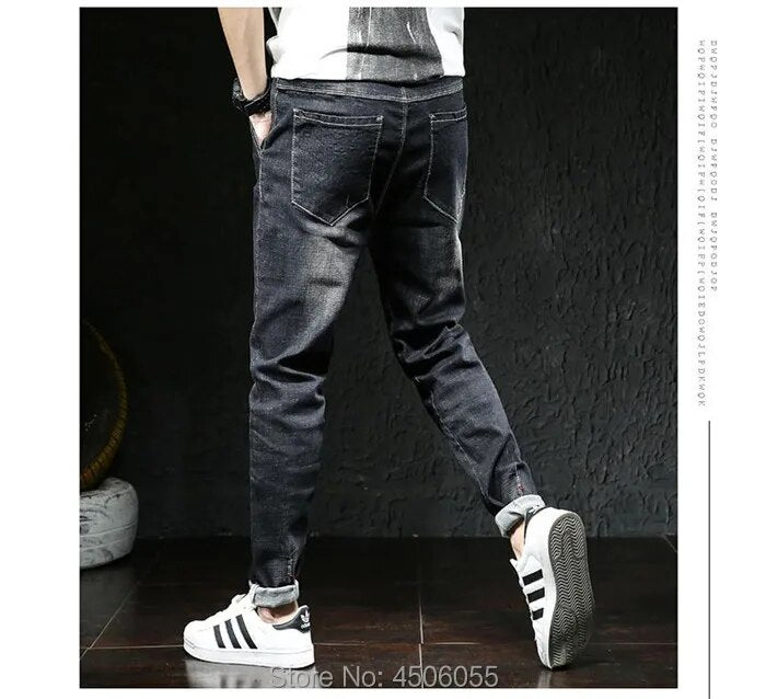 Jeans Men Big Size Male Denim Blue Pants Hip Hop Slim Fit