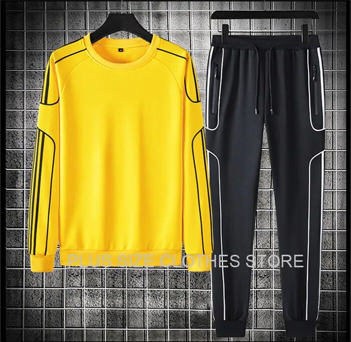 Tracksuit Set Plus Size Sweatshirt 2 Piece Men Tops Jogging Sweat Suit Pants Sports