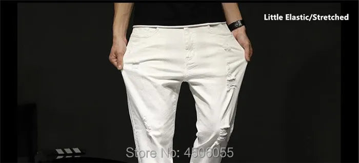 White Jeans Men Denim Black Pants Spring Summer Male Plus Size 38 40 42 Trousers