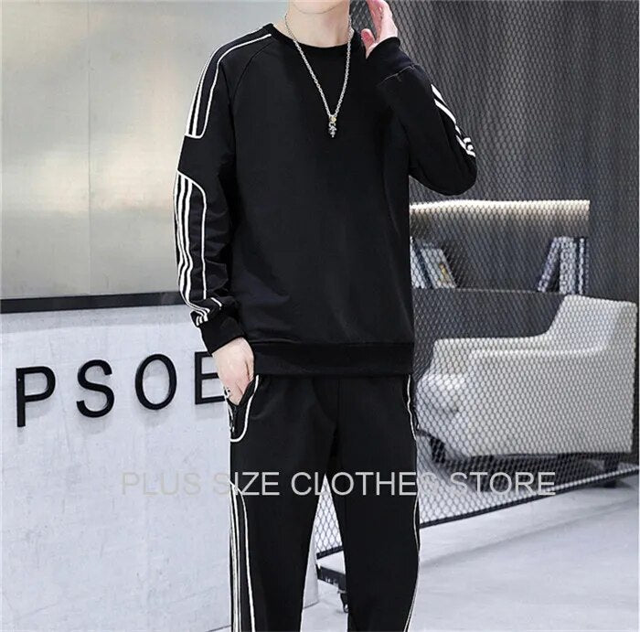 Tracksuit Set Plus Size Sweatshirt 2 Piece Men Tops Jogging Sweat Suit Pants Sports