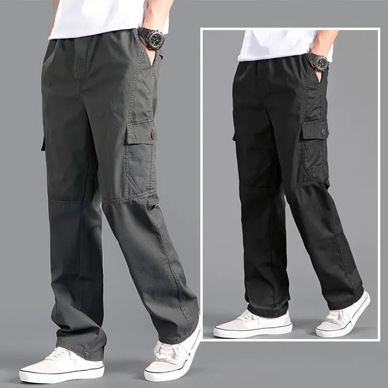 Cargo Pants Men's Loose Straight Oversize Clothing Solid Grey Work Wear Joggers