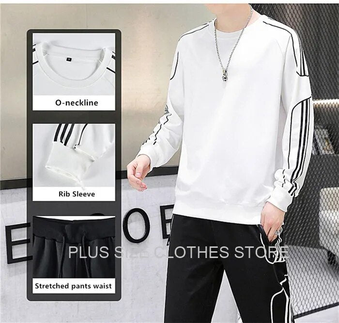 Tracksuit Set Plus Size Sweatshirt 2 Piece Men Tops Jogging Sweat Suit Pants Sports