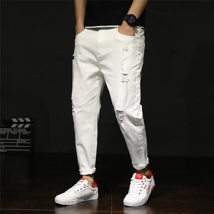 White Jeans Men Denim Black Pants Spring Summer Male Plus Size 38 40 42 Trousers