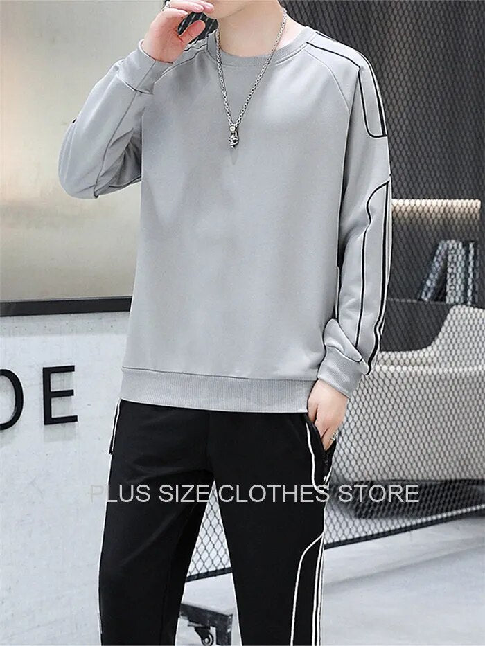 Tracksuit Set Plus Size Sweatshirt 2 Piece Men Tops Jogging Sweat Suit Pants Sports