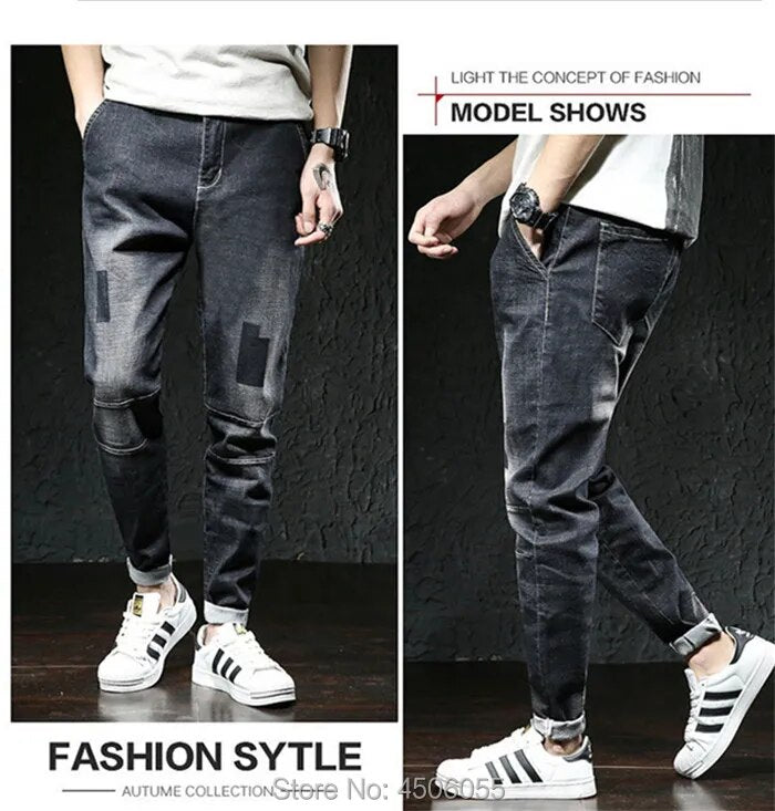 Jeans Men Big Size Male Denim Blue Pants Hip Hop Slim Fit