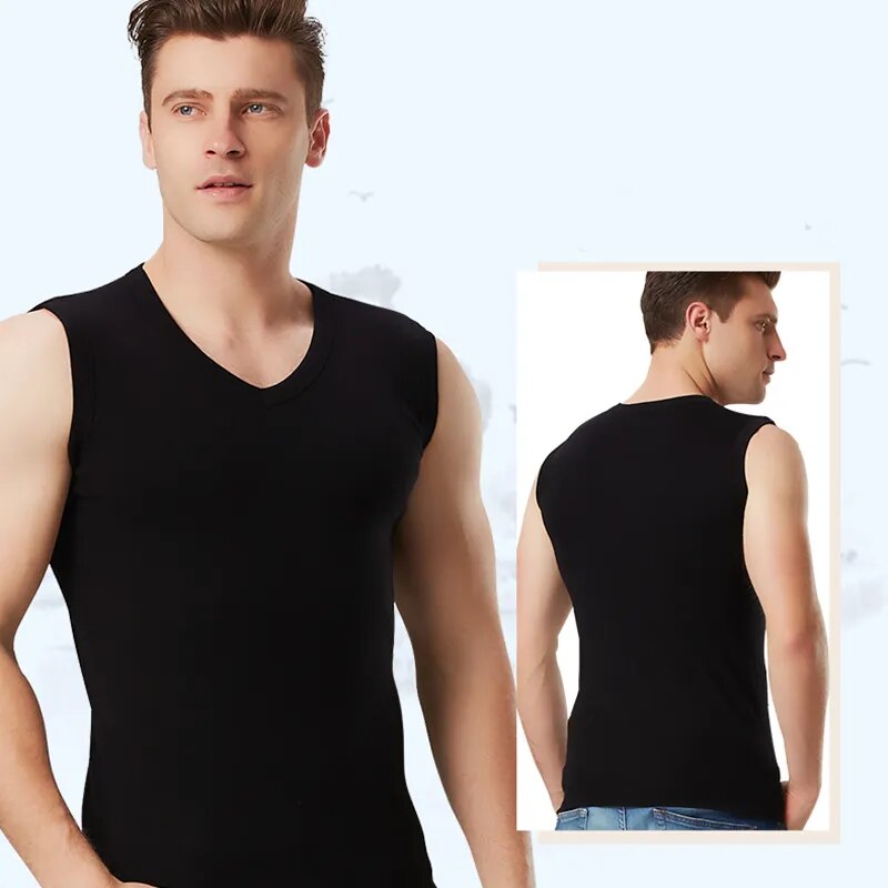 Sleeveless Vest Men Tops Plus Size 5XL 6XL Sports Underwear Undershirt V-neck Muscle Tees