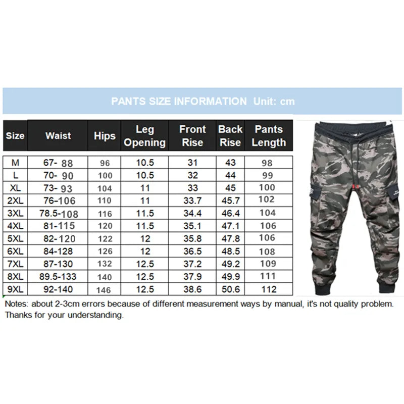 Cargo Pants 8XL Joggers Military Men Trousers Hip Hop Army Camo Male Cotton Sweatpants