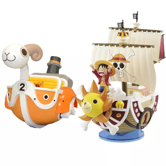 One Piece Ship Figure Luffy Model Toy Peripheral Super Cute Mini Boat Assembled Model One Piece