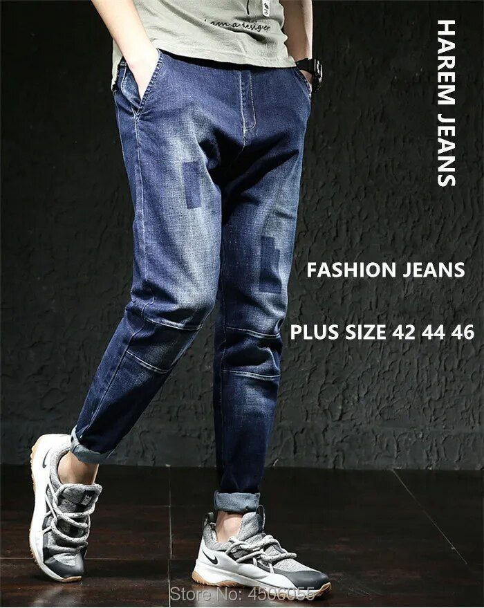 Jeans Men Big Size Male Denim Blue Pants Hip Hop Slim Fit