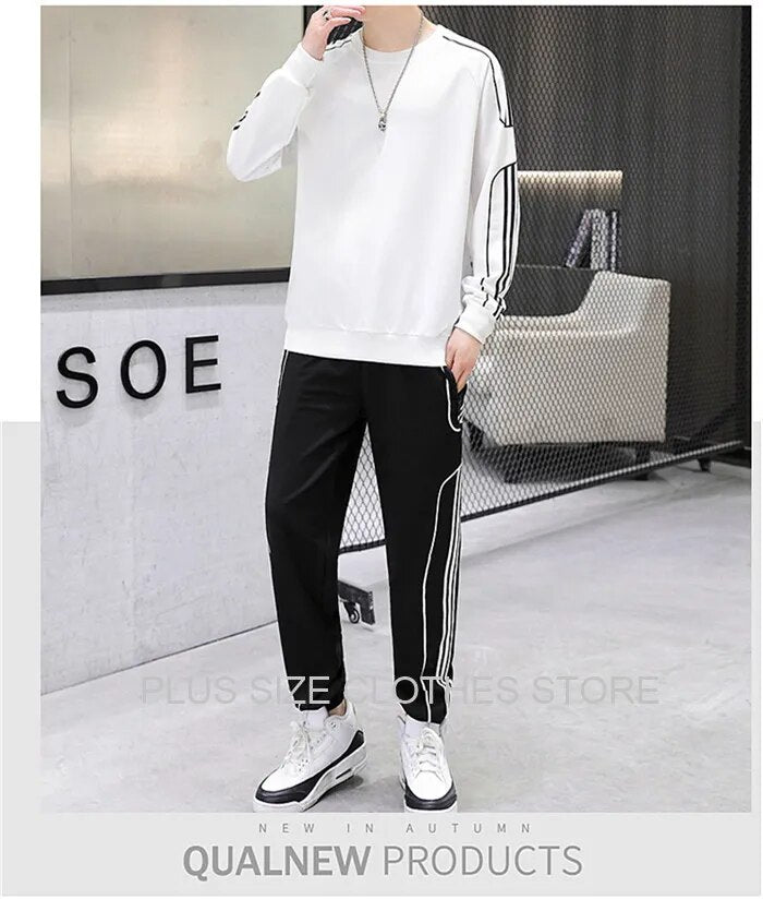 Tracksuit Set Plus Size Sweatshirt 2 Piece Men Tops Jogging Sweat Suit Pants Sports