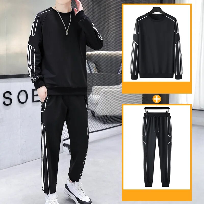 Tracksuit Set Plus Size Sweatshirt 2 Piece Men Tops Jogging Sweat Suit Pants Sports