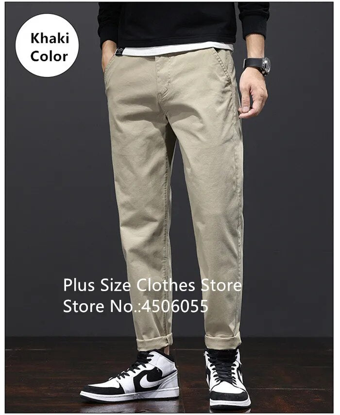 Stretched Casual Men Cotton Trousers Loose Plus Size 46 44 42 40 Suit Clothing