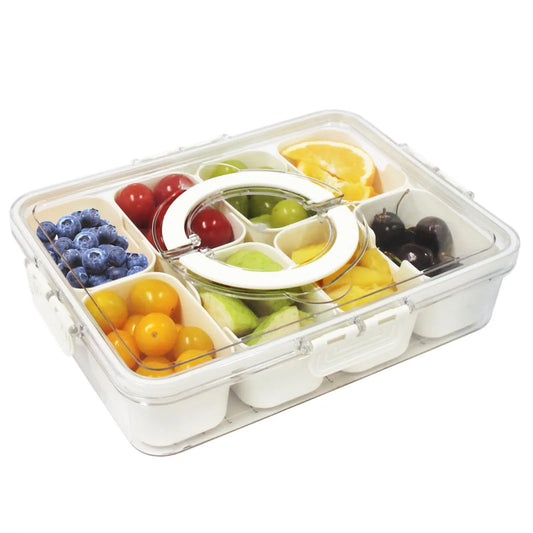 8 Compartments Divided Serving Tray with Lid Veggie Tray