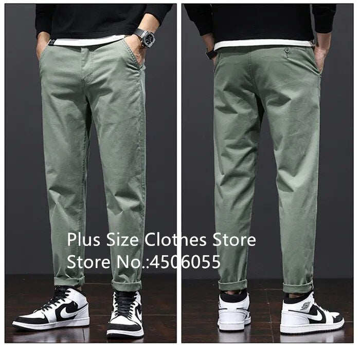 Stretched Casual Men Cotton Trousers Loose Plus Size 46 44 42 40 Suit Clothing