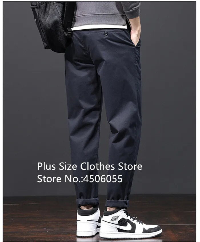 Stretched Casual Men Cotton Trousers Loose Plus Size 46 44 42 40 Suit Clothing