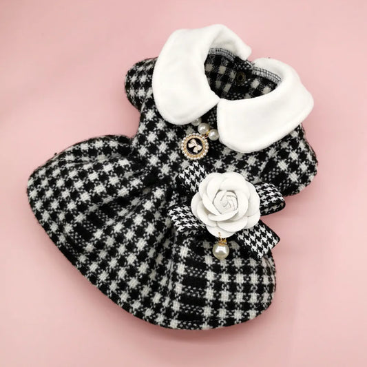 Pet Clothes Spring Autumn Sweet Plaid Dress Puppy Princess Dress Cat Cute Designer Shirt Small Dog