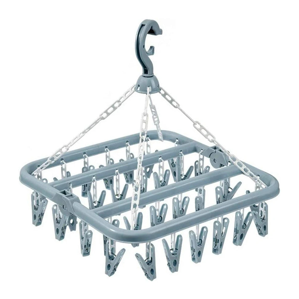 Clothes Drying Hanger with 32 Clips Socks Underwear Drying Rack