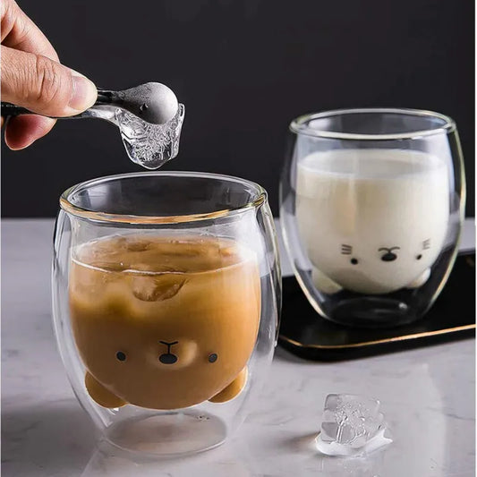 Double-layer Coffee Mug Double Glass Cup Animal Milk Glass Drinkware