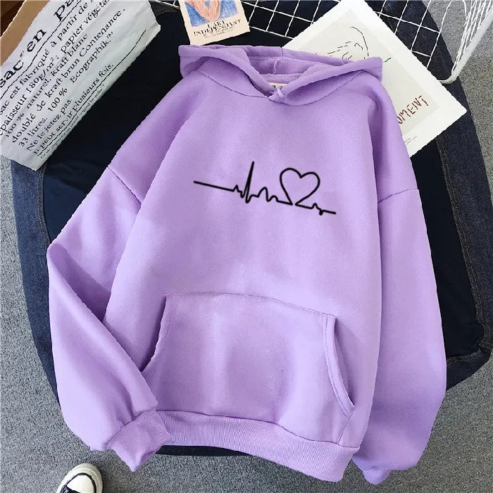 Letter print hooded sweater women's spring long-sleeved lazy style loose hooded top