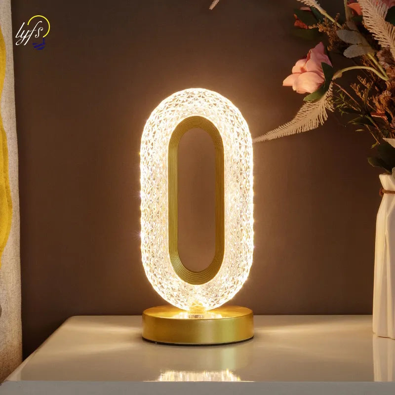 Crystal LED Table Lamp USB Charging Touch Switch Remote Control Bedside Light Desk Lamp