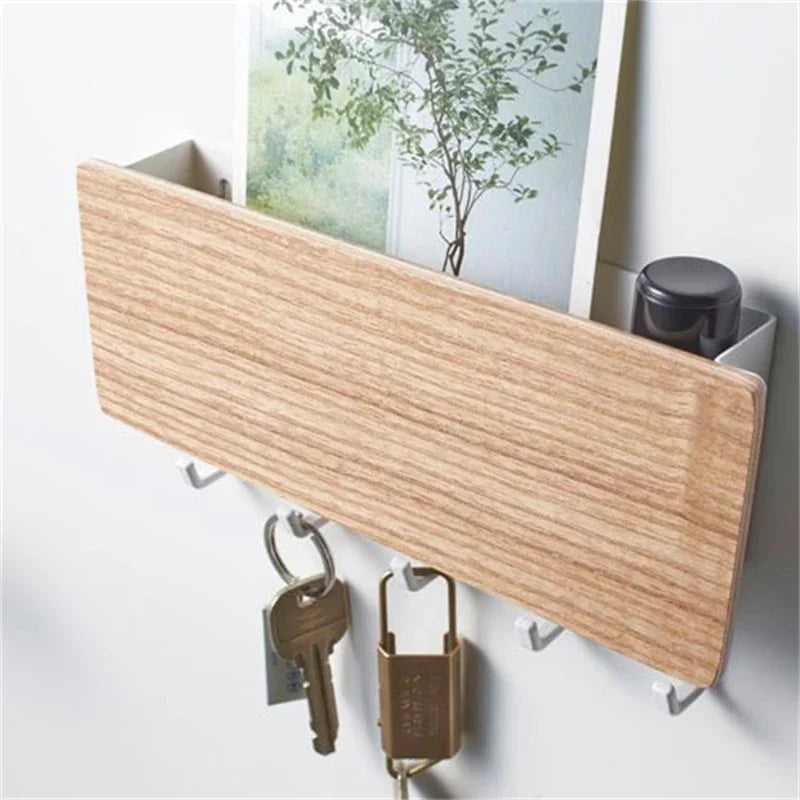 Wall Hanging Bamboo Key Hanger Holder Wall Organizer Key Rack Hooks Home Decoration