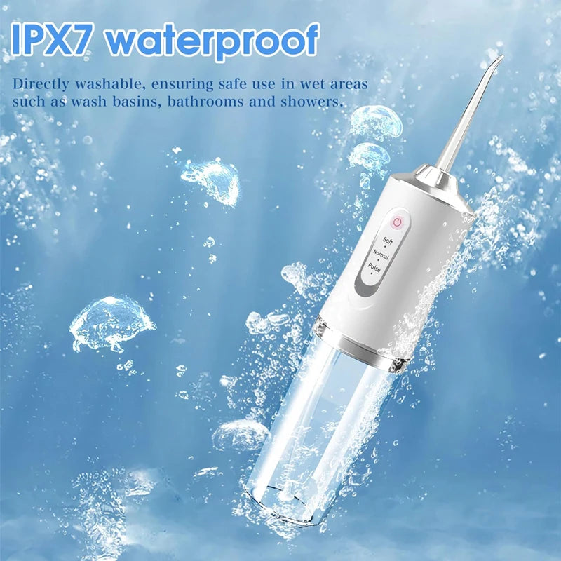 Portable Oral USB Rechargeable Dental Water Flosser 4 Nozzles Water Jet 220ml Water Tank