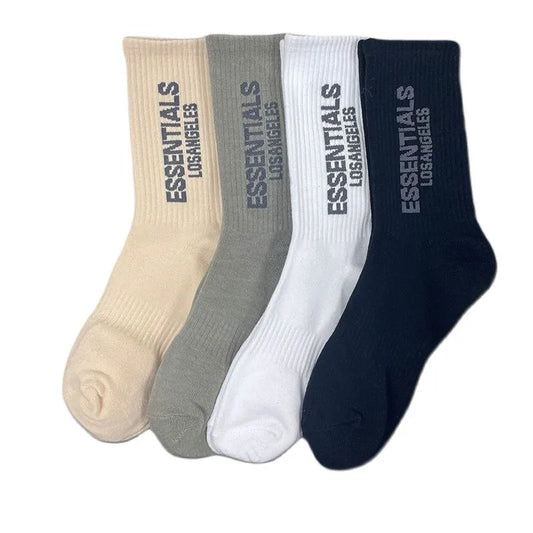 4Pcs Men Tall High Socks Cotton Skateboard Casual Fashion Couple Socks Breathable ESSENTIALS