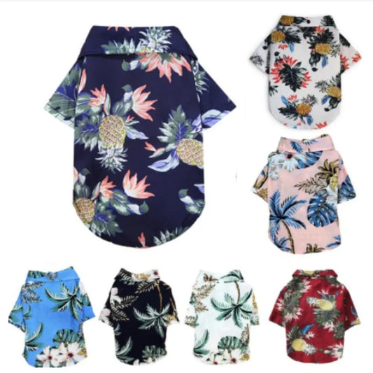 Small and medium-sized dog beach shirt Hawaiian pet dog cat clothing