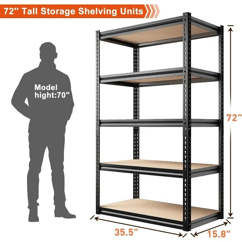 Heavy Duty Shelving Adjustable 5 Tier Metal Shelves 2000LBS for Warehouse Pantry Basement