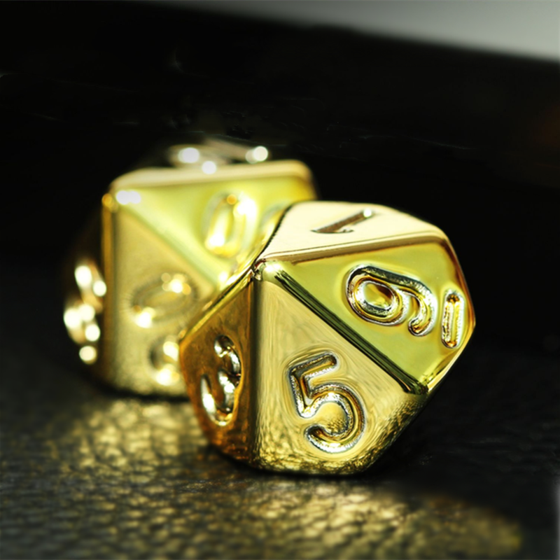 7Pcs/Set Gold Plating Dice Dice D4 D6 D8 D10 D% D12 D20 Table Games DND MTG RPG Dice Set