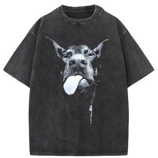 Men Printed T-Shirt Hip Hop Streetwear Summer Vintage Washed Oversized T Shirts