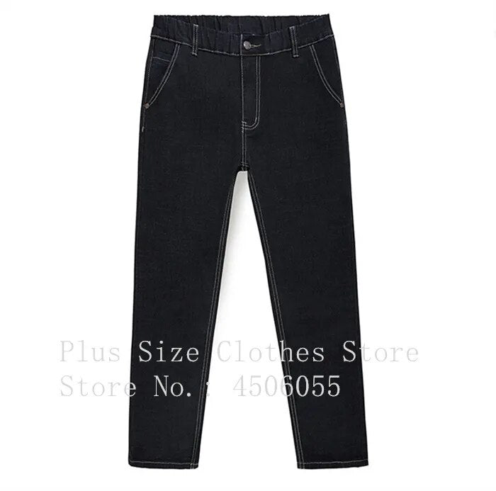 Men Black Oversized Denim Trousers 180KG Loose Thick Plus Size Straight Jean Pants