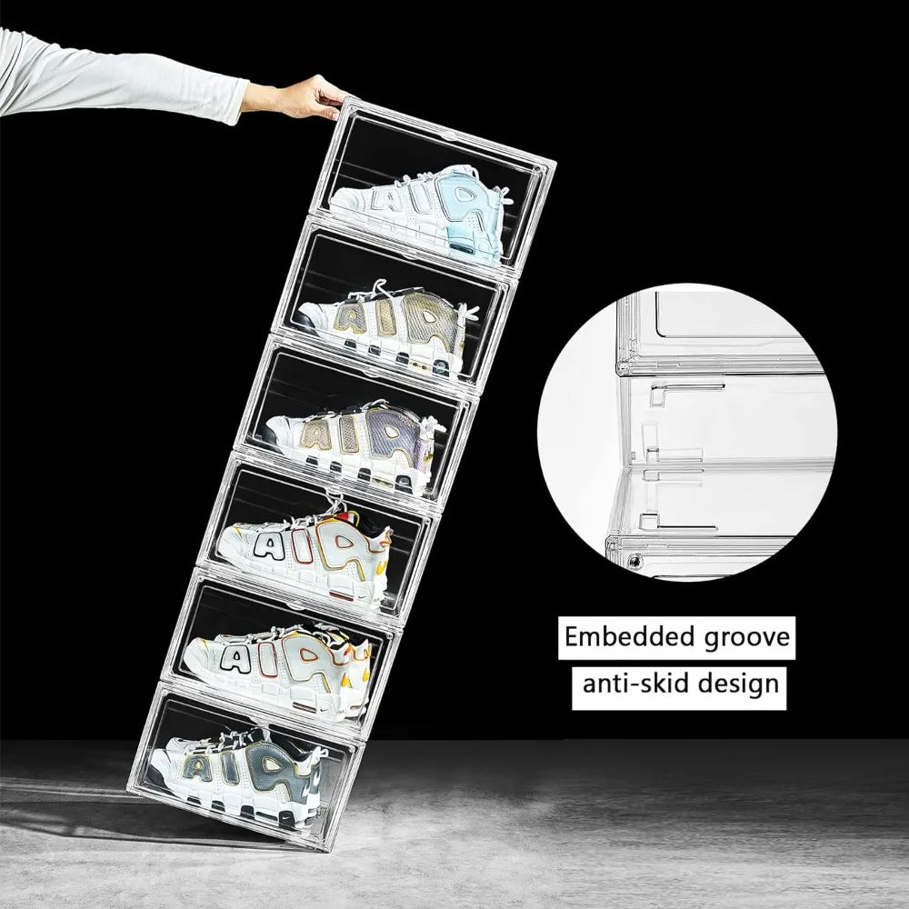 12 Pack Shoe Boxes Clear Acrylic Stackable Plastic Sneaker Box Container