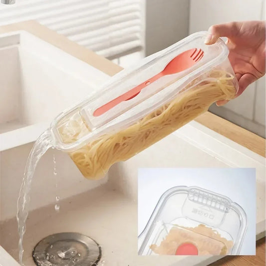 Microwave Pasta Cooker with Strainer Heat Resistant Pasta Steamer with Lid