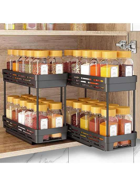 Double-layer Seasoning Jar Plastic Storage Rack Shelves Spice Jar Storage Organizer