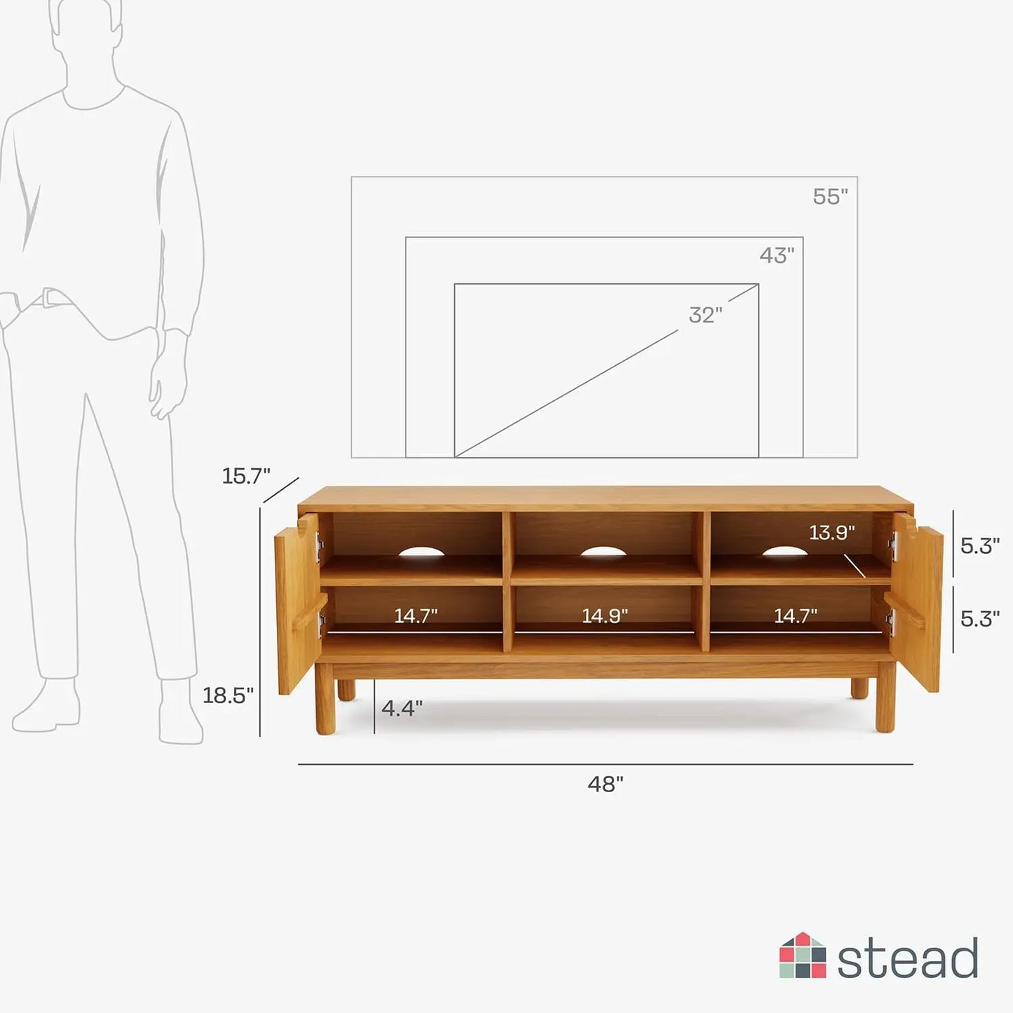 TV Stand Console Living Room Furniture with Shelves