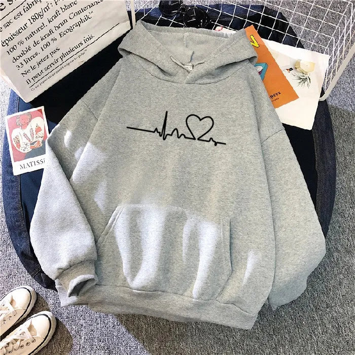 Letter print hooded sweater women's spring long-sleeved lazy style loose hooded top