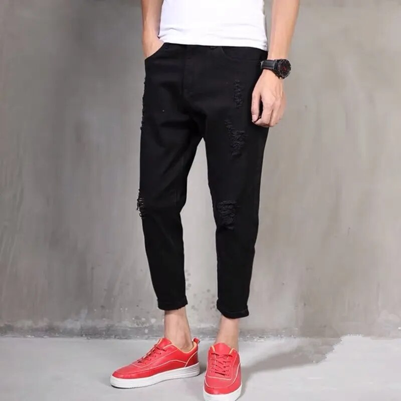 White Jeans Men Denim Black Pants Spring Summer Male Plus Size 38 40 42 Trousers