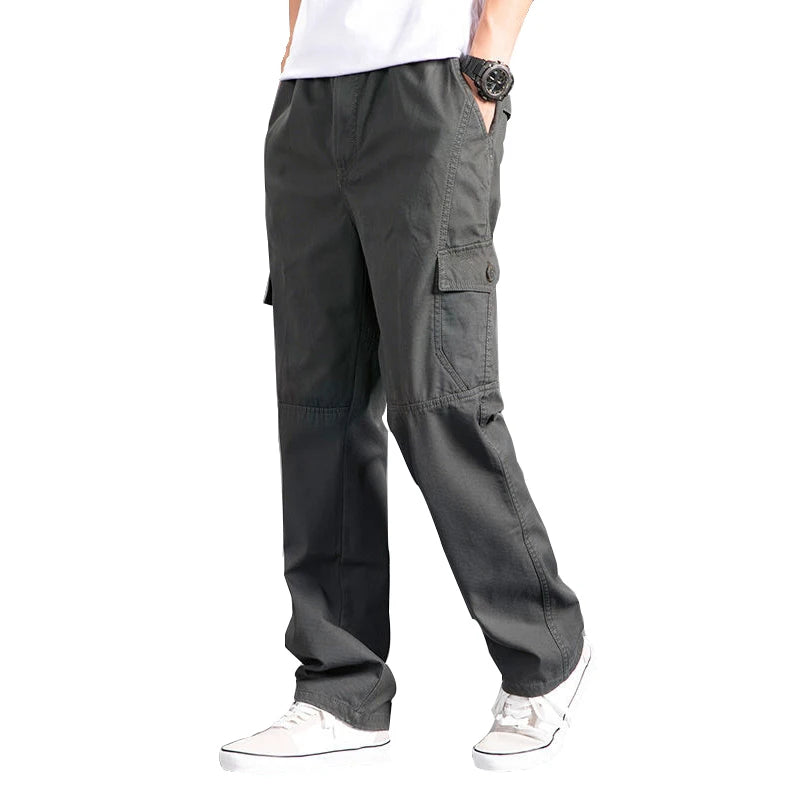 Cargo Pants Men's Loose Straight Oversize Clothing Solid Grey Work Wear Joggers