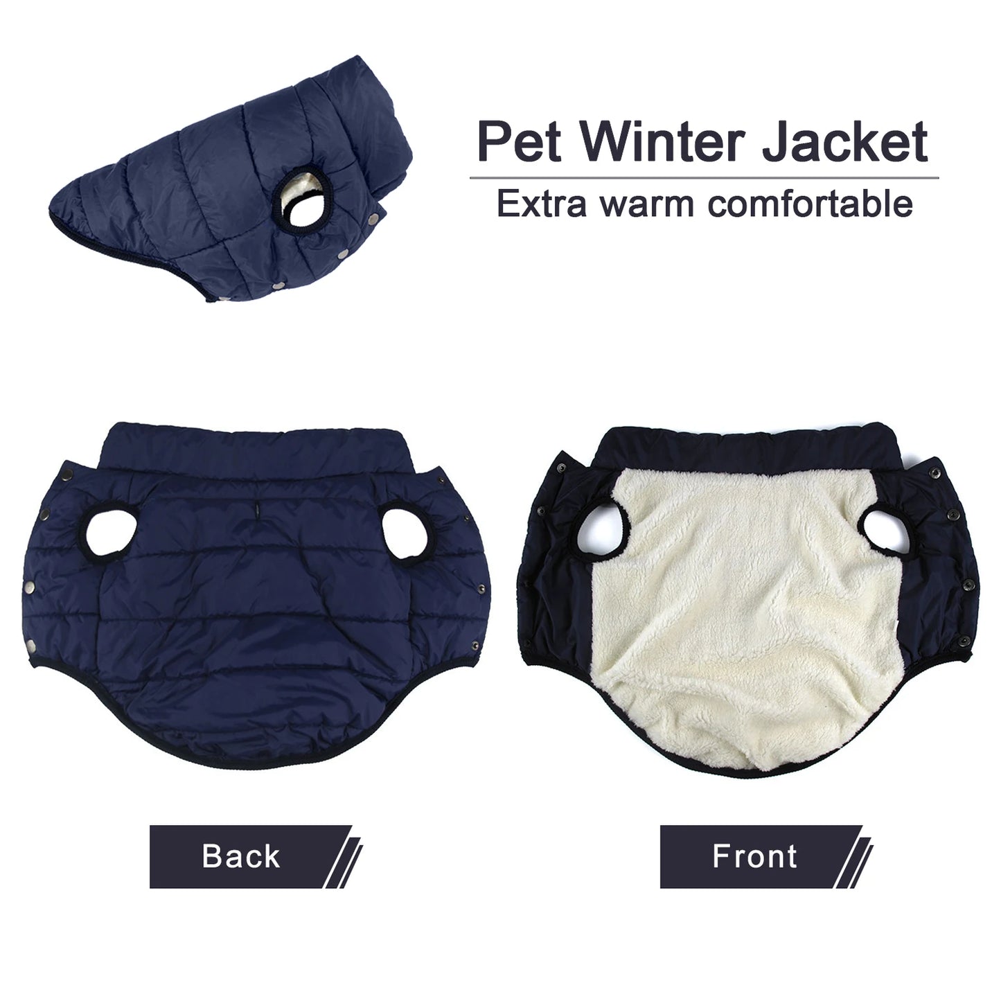 Winter Dog Clothes Outdoor Cold Proof Warm Dog Jacket with Fleece Cotton